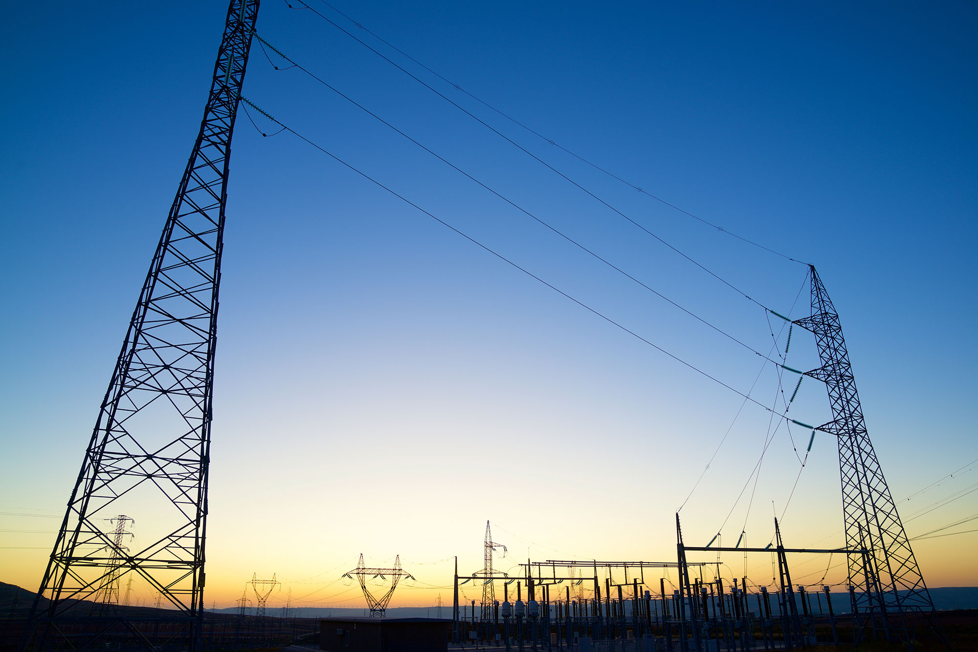 Electric tower in sunset